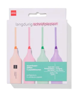 accentueerstiften pastelkleuren - 4 stuks