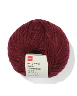 acryl-wol garen bordeaux rood 100gram 165meter