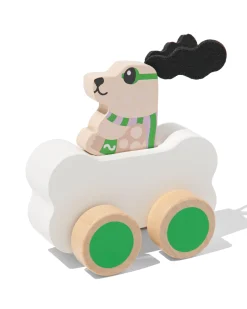 auto met superheld hond 10x11x6.5cm hout
