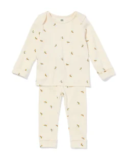 baby meegroeipyjama rib dieren gebroken wit