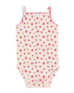 baby meegroeiromper aardbeien beige