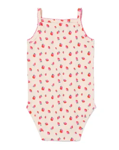 baby meegroeiromper aardbeien beige