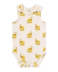 baby meegroeiromper dieren gebroken wit