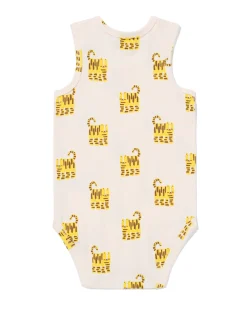 baby meegroeiromper dieren gebroken wit
