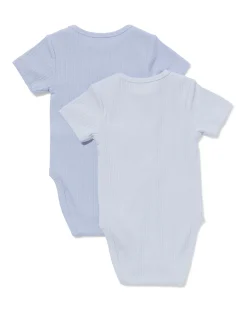 baby meegroeiromper LENZING™ ECOVERO™ rib - 2 stuks blauw