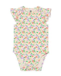 baby meegroeiromper ruches bloemen gebroken wit