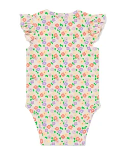baby meegroeiromper ruches bloemen gebroken wit