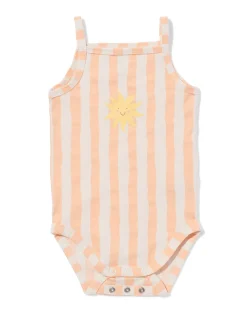 baby meegroeiromper strepen perzik