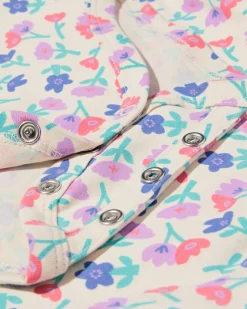 baby meegroeirompers bloemen - 3 stuks roze