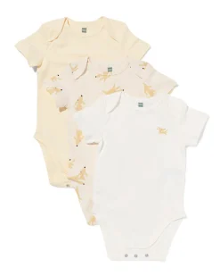 baby meegroeirompers dieren - 3 stuks naturel
