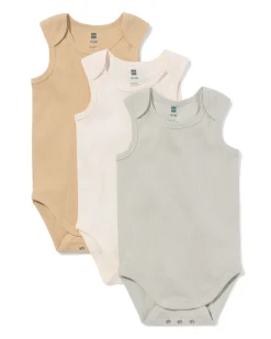 baby meegroeirompers rib - 3 stuks blauw