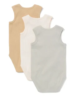 baby meegroeirompers rib - 3 stuks blauw