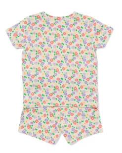 baby shortama bloemen gebroken wit