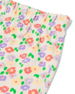 baby shortama bloemen gebroken wit
