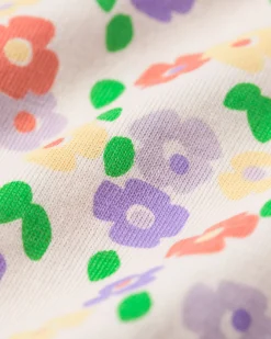 baby shortama bloemen gebroken wit