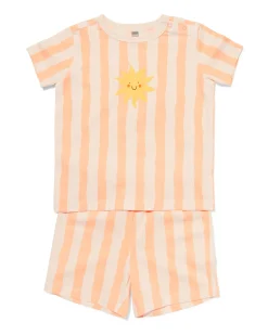 baby shortama strepen perzik
