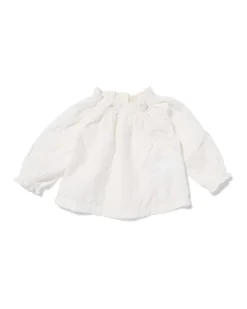 baby T-shirt broiderie gebroken wit