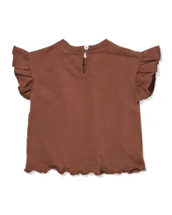 baby T-shirt jersey bloemen bruin
