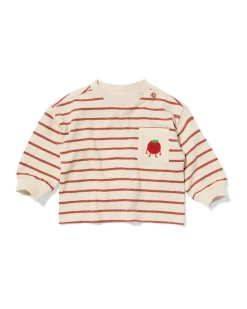 baby T-shirt jersey strepen bruin