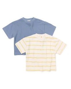 baby T-shirt jersey strepen - 2 stuks blauw