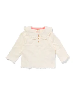 baby T-shirt met kraag gebroken wit