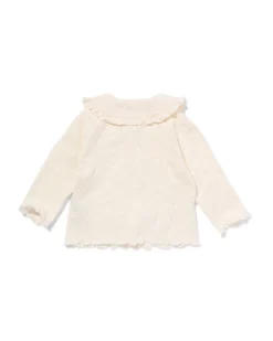 baby T-shirt met kraag gebroken wit