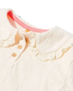 baby T-shirt met kraag gebroken wit
