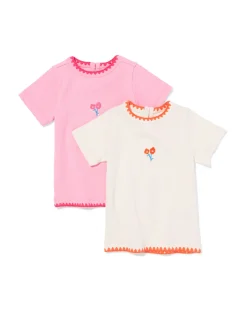 baby T-shirt rib - 2 stuks roze