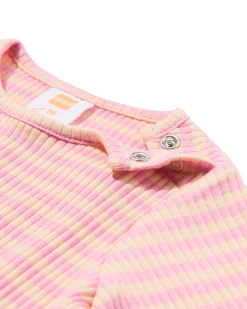baby T-shirt rib strepen - 2 stuks roze