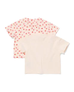baby T-shirts jersey hartjes - 2 stuks ecru