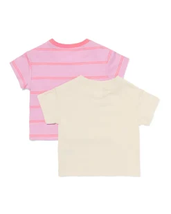 baby T-shirts jersey strepen - 2 stuks ecru
