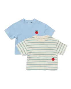 baby T-shirts jersey strepen - 2 stuks blauw