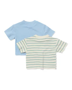 baby T-shirts jersey strepen - 2 stuks blauw