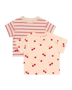 baby T-shirts jersey strepen - 2 stuks ecru
