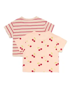 baby T-shirts jersey strepen - 2 stuks ecru