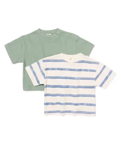 baby T-shirts jersey strepen - 2 stuks groen