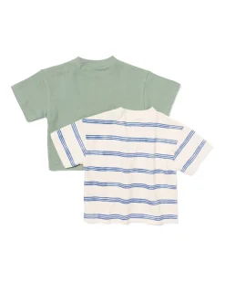 baby T-shirts jersey strepen - 2 stuks groen