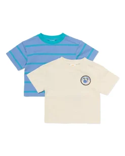 baby T-shirts jersey strepen - 2 stuks blauw