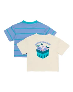 baby T-shirts jersey strepen - 2 stuks blauw