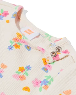baby T-shirts rib bloemen - 2 stuks paars
