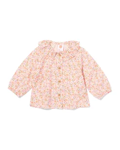 babyblouse mousseline bloemen ecru