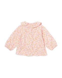 babyblouse mousseline bloemen ecru