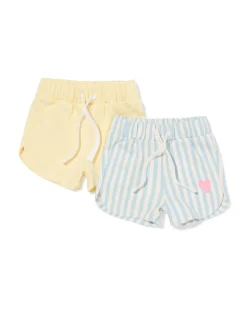 babybroeken comfy fit sweatstof strepen - 2 stuks lichtgeel