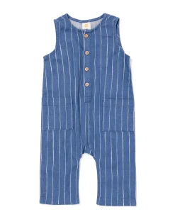 babyjumpsuit linnen strepen blauw