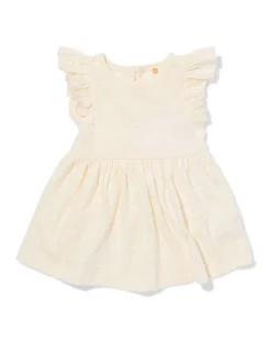 babyjurk A-lijn broderie gebroken wit