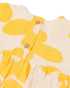 babyjurk A-lijn mousseline bloemen geel