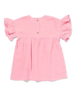 babyjurk A-lijn mousseline roze
