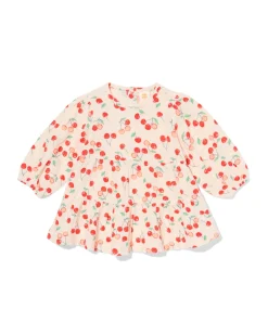 babyjurk mousseline kersen ecru