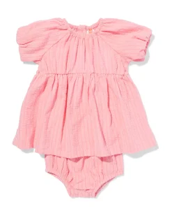 babykledingset A-lijn seersucker strepen roze
