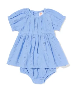 babykledingset broderie blauw